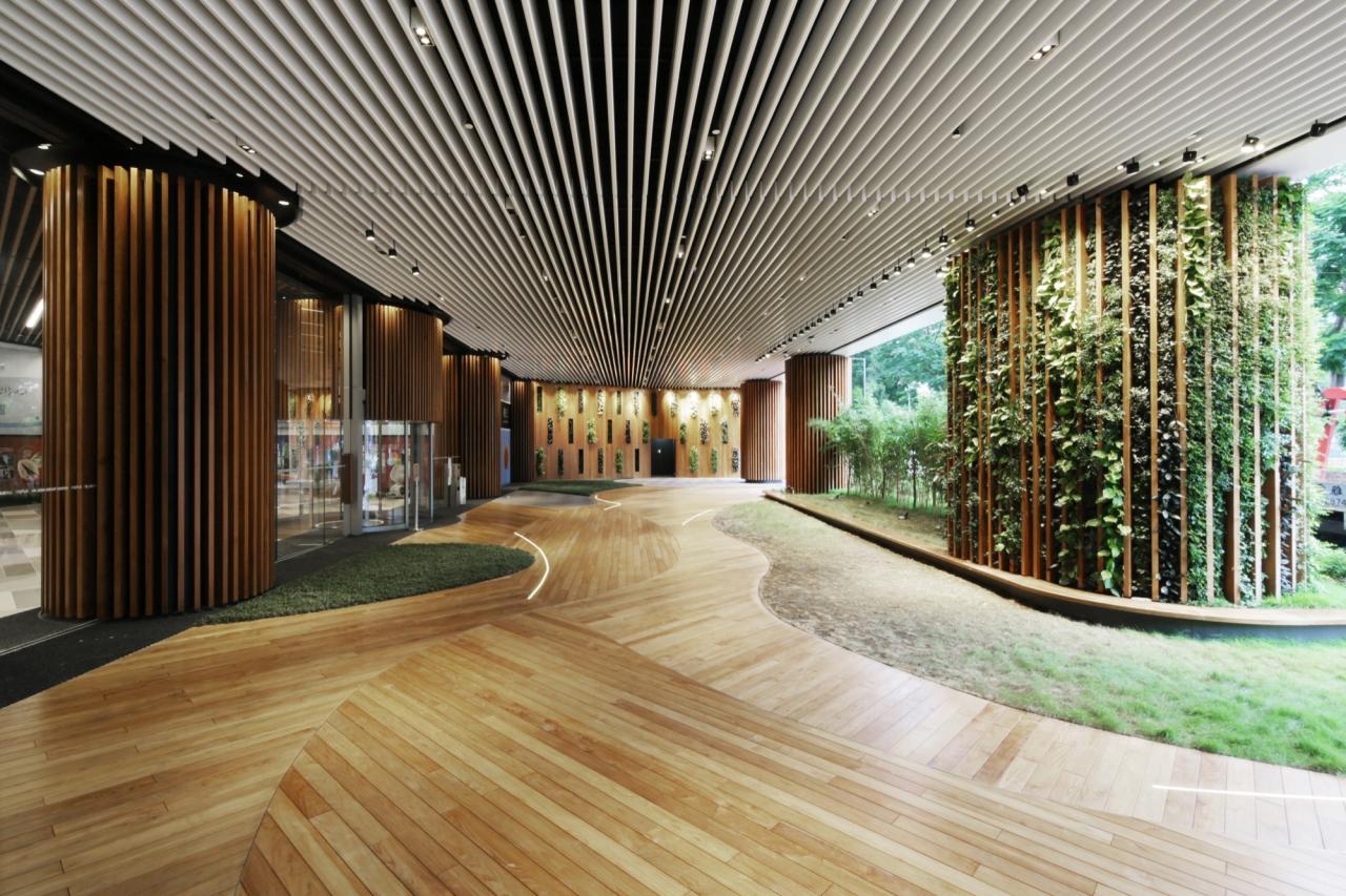 Green lobby office architects 4n hong kong organic studio archdaily construction nature great flooring colorful natural